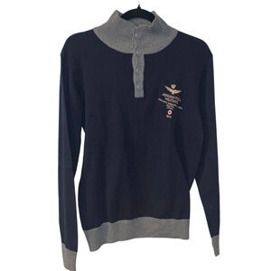 Aeronautica Militare Women's Military Sweater Size M Navy Blue Cotton Retro